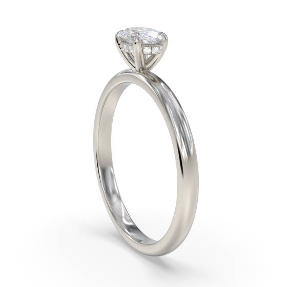 Oval Four Claw East to West Hidden Halo Ring
