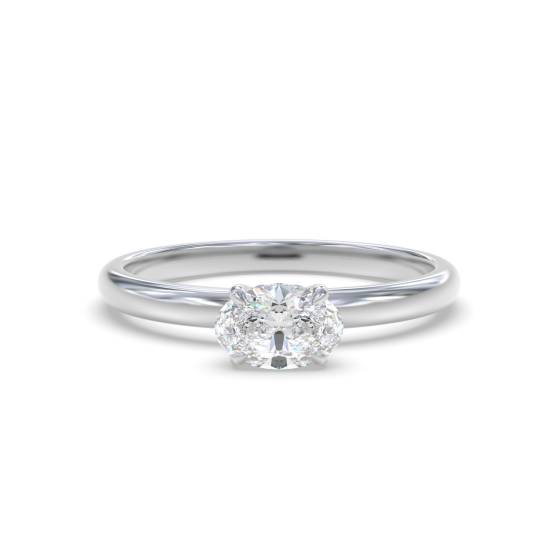 Four Claw Oval East to West Hidden Halo Ring