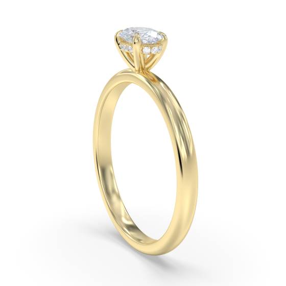 Oval Four Claw East to West Hidden Halo Ring