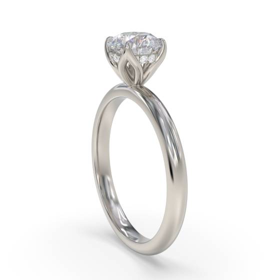 Round Hidden Halo Engagement Ring