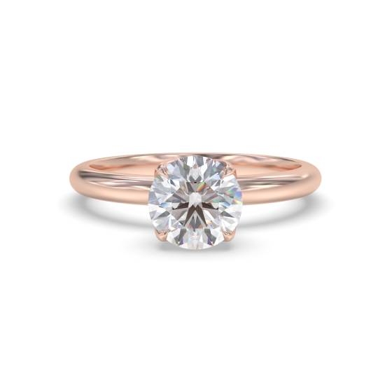 Round Hidden Halo Engagement Ring