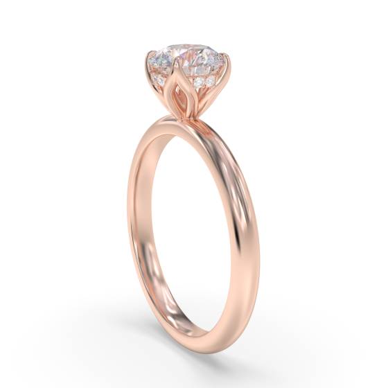 Round Hidden Halo Engagement Ring