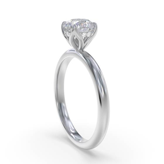 Round Hidden Halo Engagement Ring