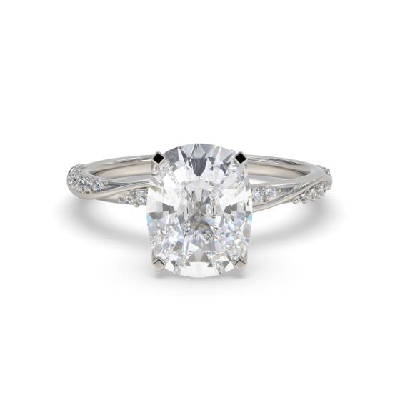 Elongated Cushion Shoulder Set Engagement Ring