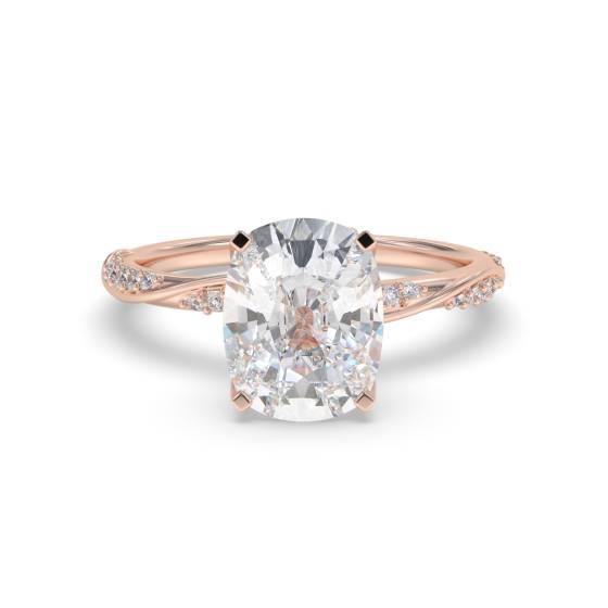 Elongated Cushion Shoulder Set Engagement Ring