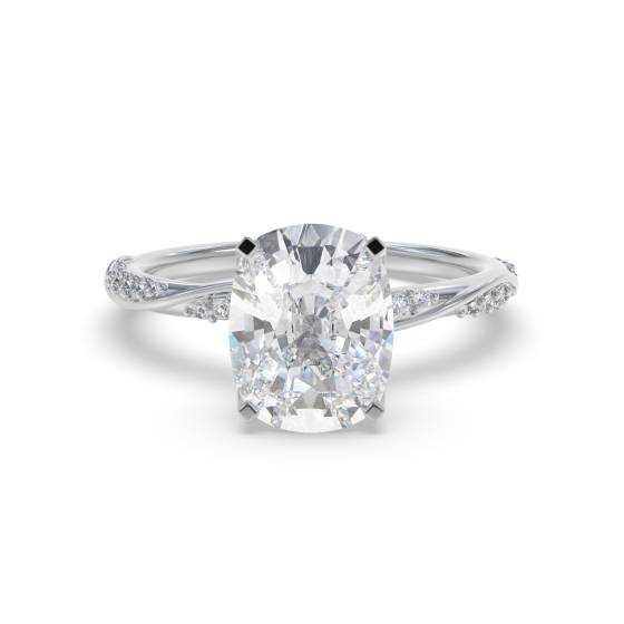 Elongated Cushion Shoulder Set Engagement Ring