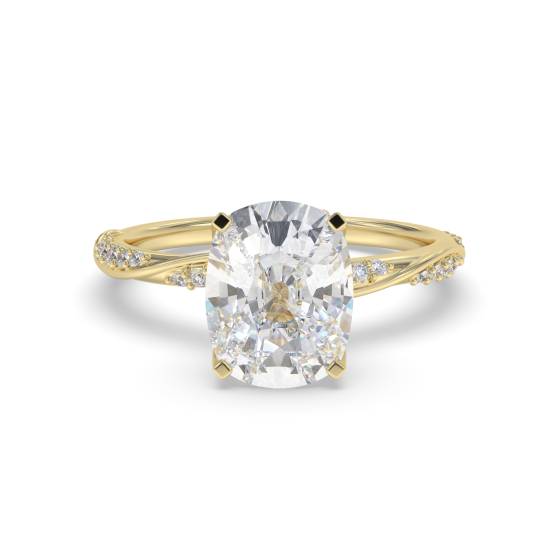Elongated Cushion Shoulder Set Engagement Ring
