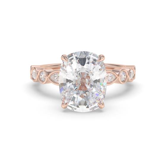 Elongated Cushion Shoulder Set Engagement Ring