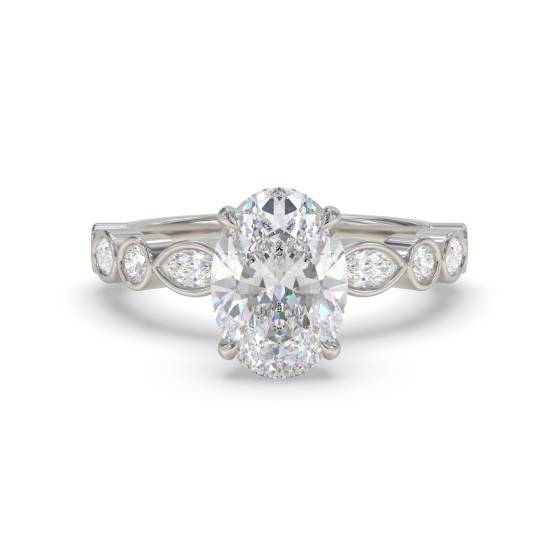Oval Shoulder Set Engagement Ring