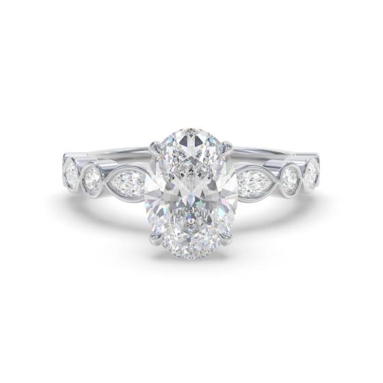 Oval Shoulder Set Engagement Ring