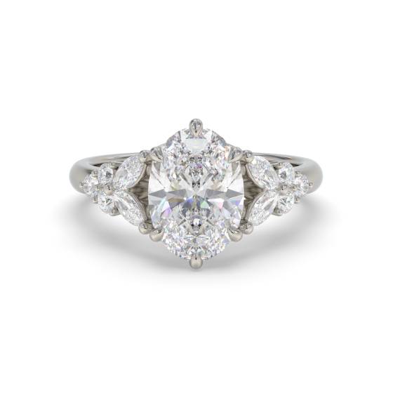 Oval Shoulder Set Engagement Ring