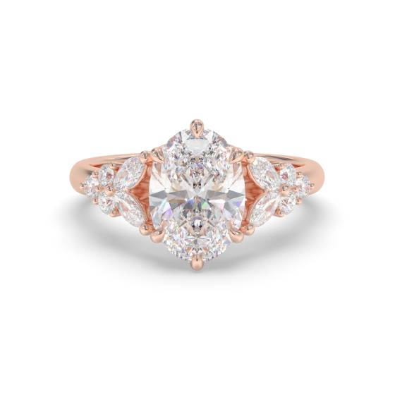 Oval Shoulder Set Engagement Ring