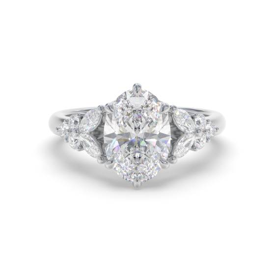 Oval Shoulder Set Engagement Ring