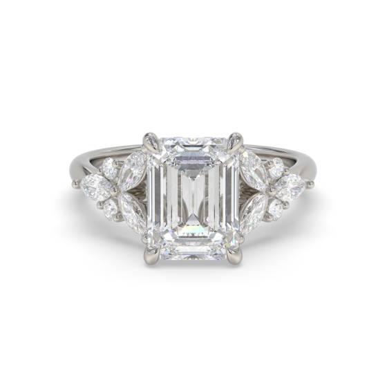 Emerald Shoulder Set Engagement Ring