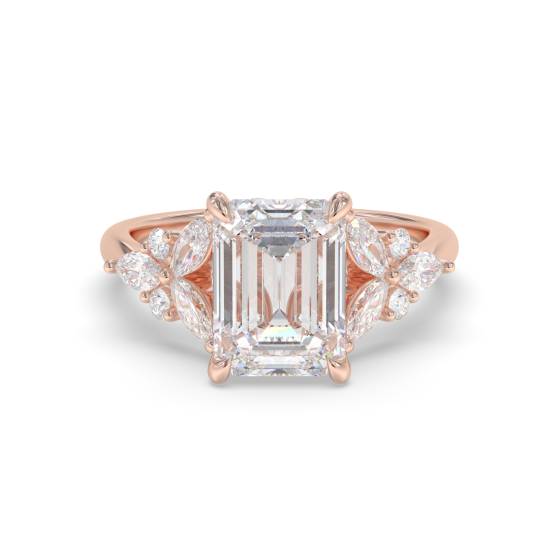 Emerald Shoulder Set Engagement Ring