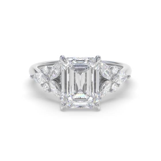 Emerald Shoulder Set Engagement Ring