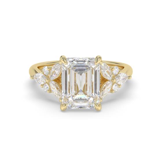 Emerald Shoulder Set Engagement Ring
