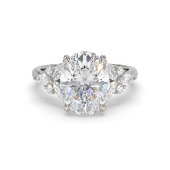 Oval Shoulder Set Engagement Ring