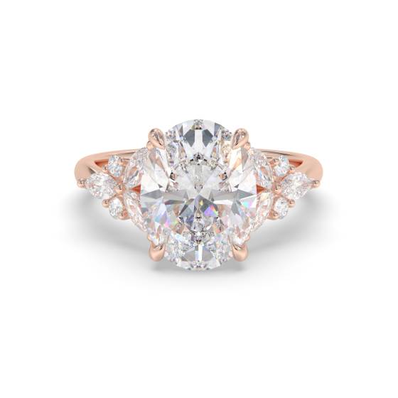 Oval Shoulder Set Engagement Ring