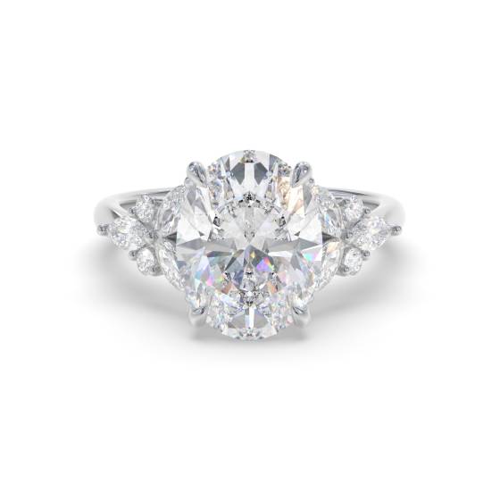 Oval Shoulder Set Engagement Ring
