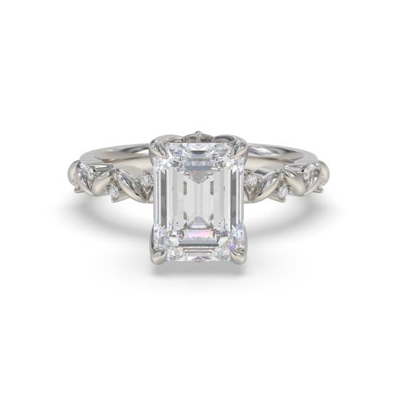 Emerald Shoulder Set Engagement Ring