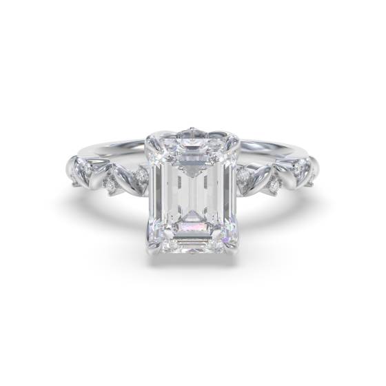 Emerald Shoulder Set Engagement Ring