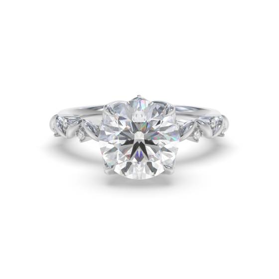 Round Shoulder Set Engagement Ring