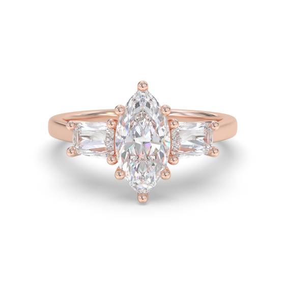 Marquise and Baguette Trilogy Engagement Ring