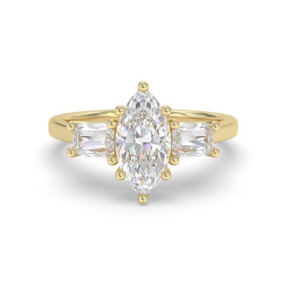 Marquise and Baguette Trilogy Engagement Ring