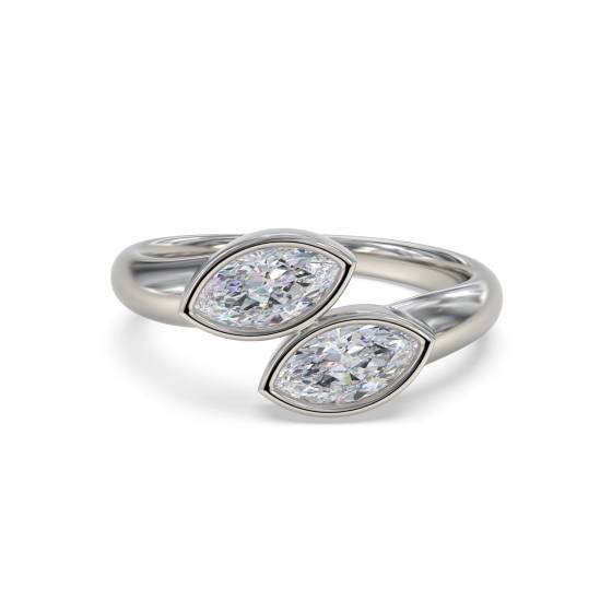 Marquise Cut Two Stone Diamond Bezel Set Ring
