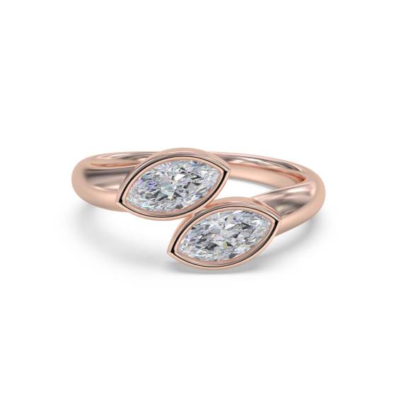 Marquise Cut Two Stone Diamond Bezel Set Ring
