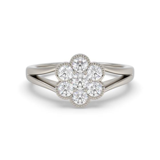 Modern Split Round Diamond Cluster Ring
