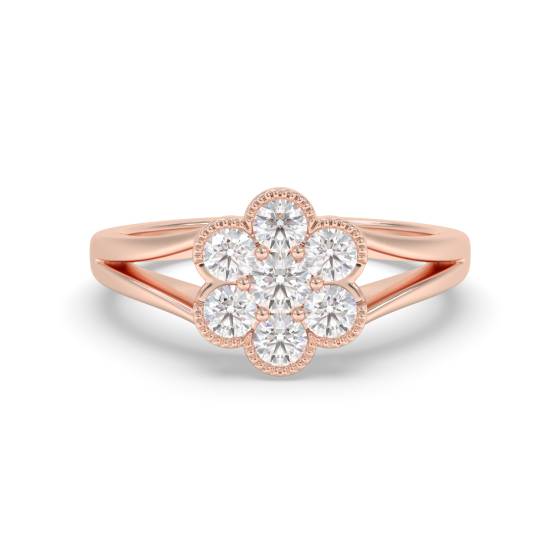 Modern Split Round Diamond Cluster Ring