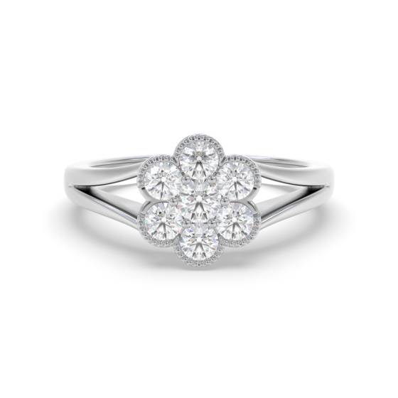 Modern Split Round Diamond Cluster Ring