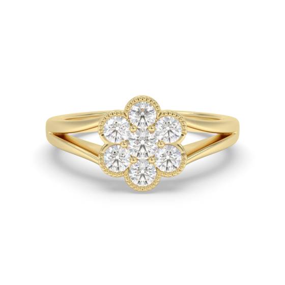 Modern Split Round Diamond Cluster Ring