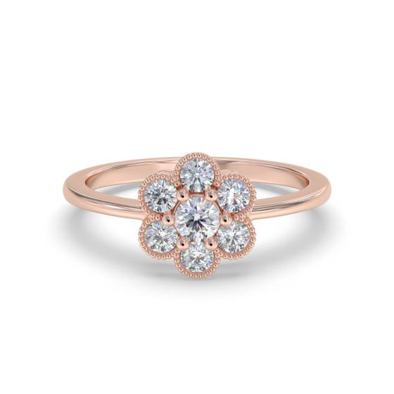 Modern Flower Round Diamond Cluster Ring