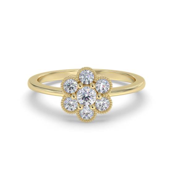 Modern Flower Round Diamond Cluster Ring