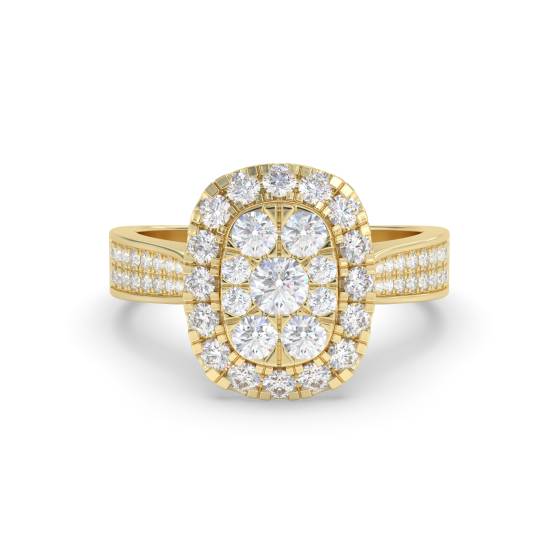 Single Halo Diamond Cluster Shoulder Set Ring