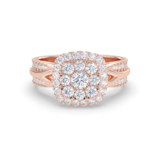 Halo Diamond Cluster Shoulder Set Ring