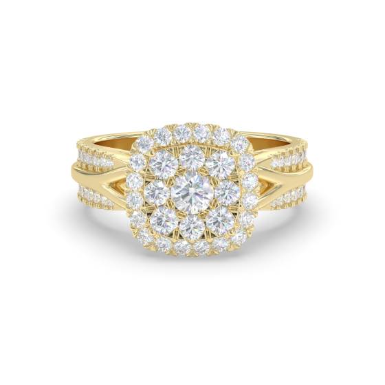 Halo Diamond Cluster Shoulder Set Ring