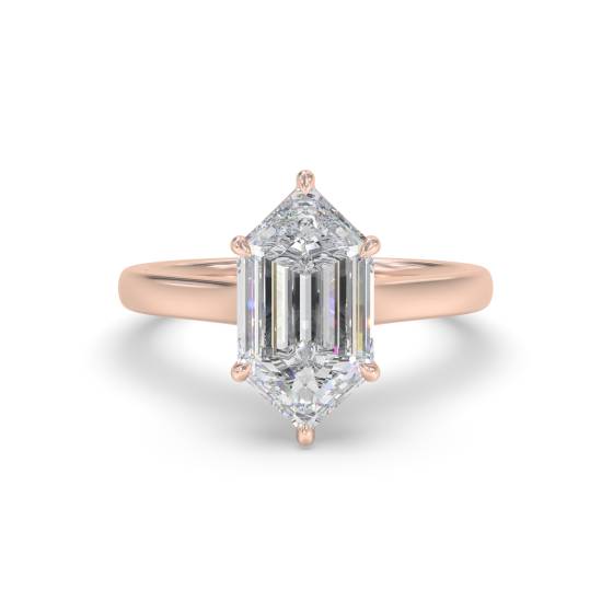 Elongated Hexagon Solitaire Engagement Ring
