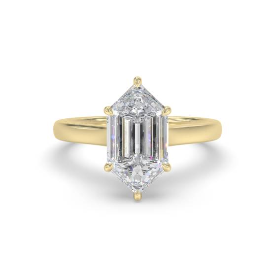 Elongated Hexagon Solitaire Engagement Ring