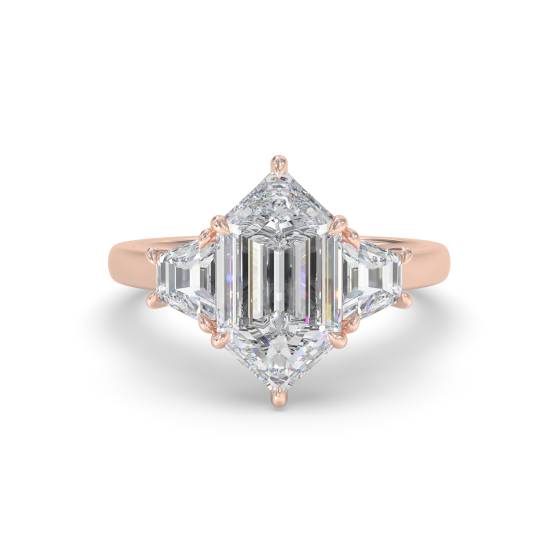 Elongated Hexagon Trilogy Engagement Ring