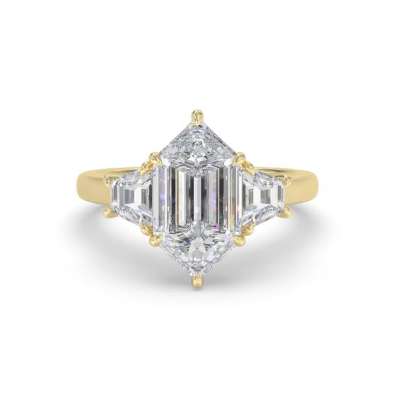 Elongated Hexagon Trilogy Engagement Ring