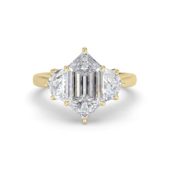 Elongated Hexagon Trilogy Engagement Ring