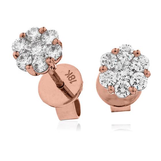 Classic Round Diamond Cluster Earrings