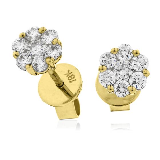 Classic Round Diamond Cluster Earrings
