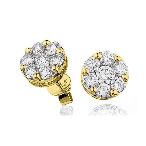 Classic Round Diamond Cluster Earrings