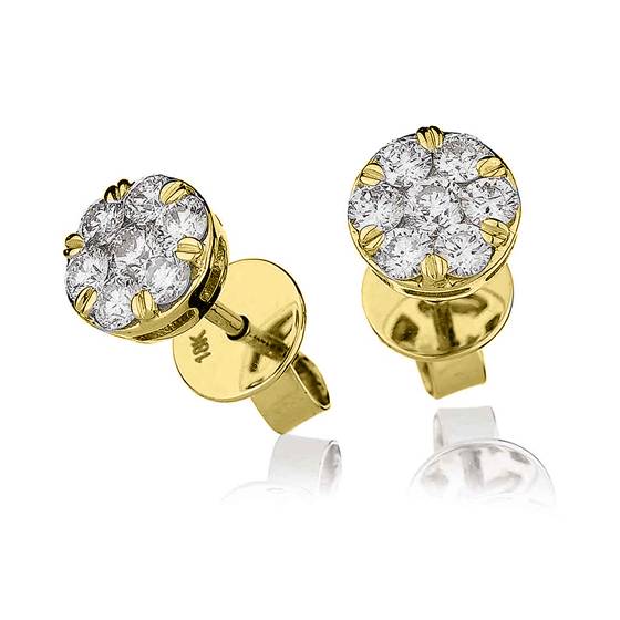 Classic Round Diamond Cluster Earrings
