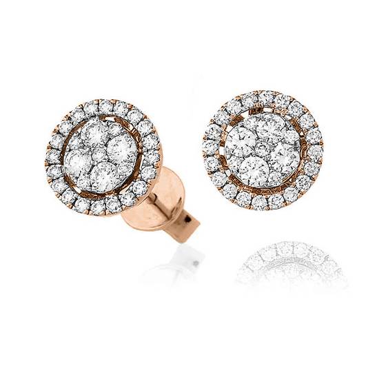 Classic Round Diamond Cluster Earrings
